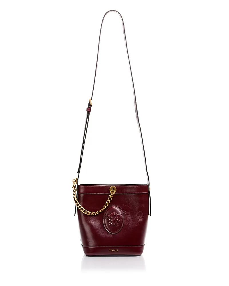 Pivot Mini Leather Bucket Bag by Versace