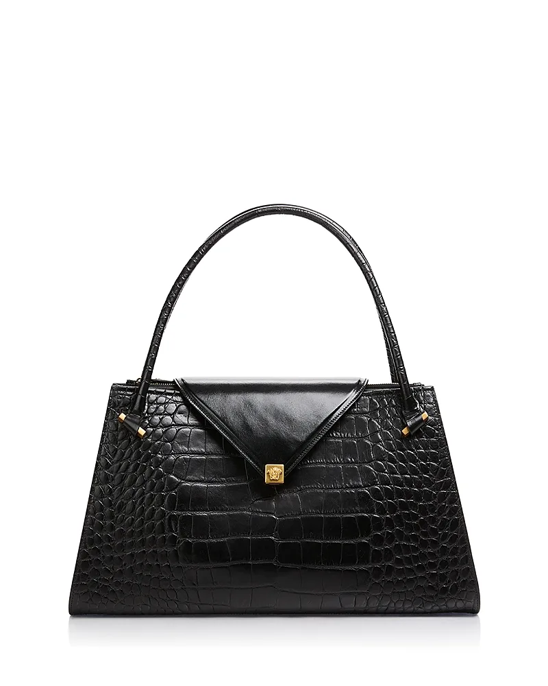 Severine Croc Embossed Leather Top Handle Bag by Versace