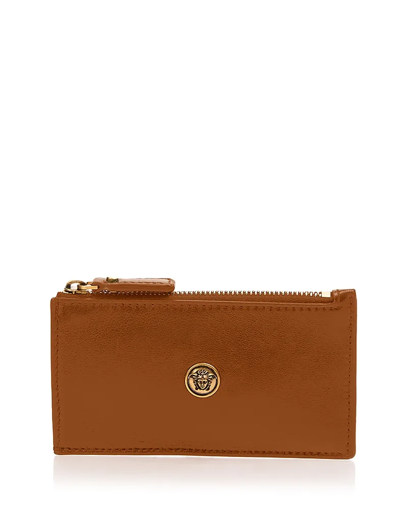 Leather Zip Card Case by Versace