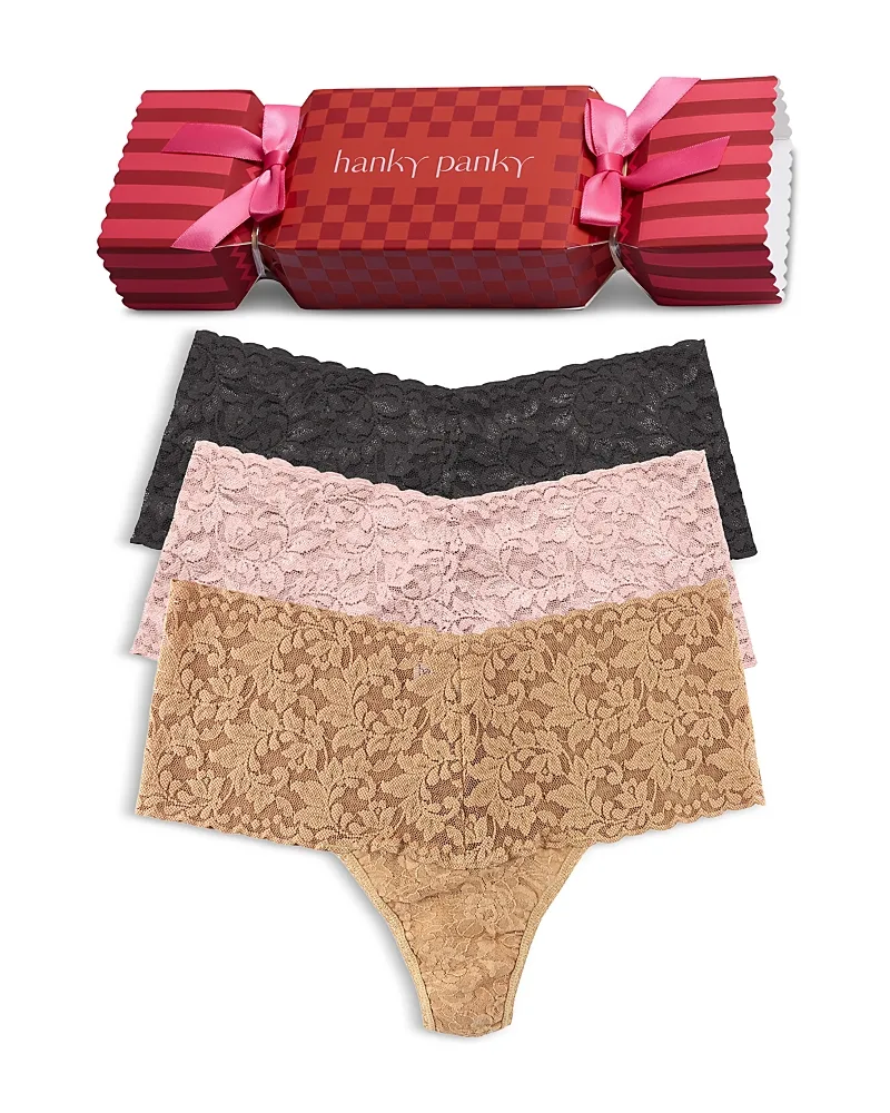 Signature Lace Retro Thong, Pack of 3 by Hanky Panky