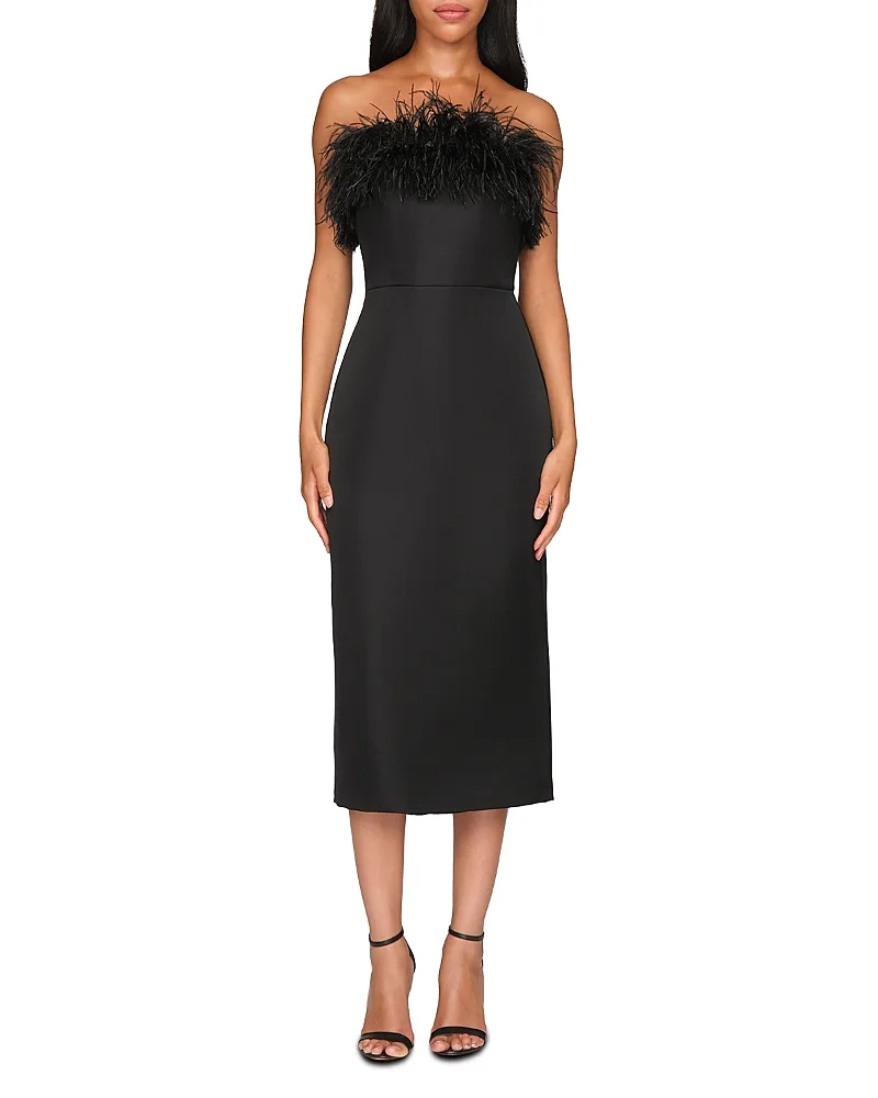 Ginger Feather Trim Sheath Dress by Theia