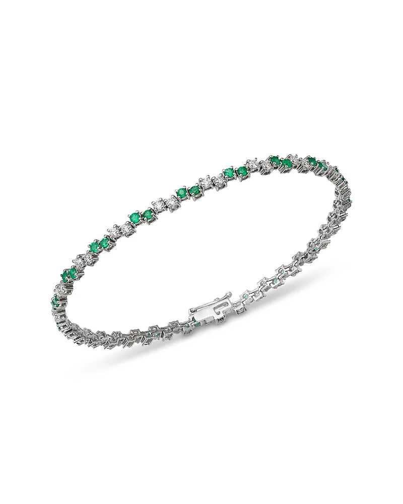 Diamond & Emerald Tennis Bracelet in 14K White Gold by Bloomingdales Fine Collection