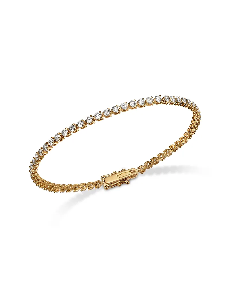 Diamond Three Prong Tennis Bracelet in 14K Gold, 3.0 Tcw