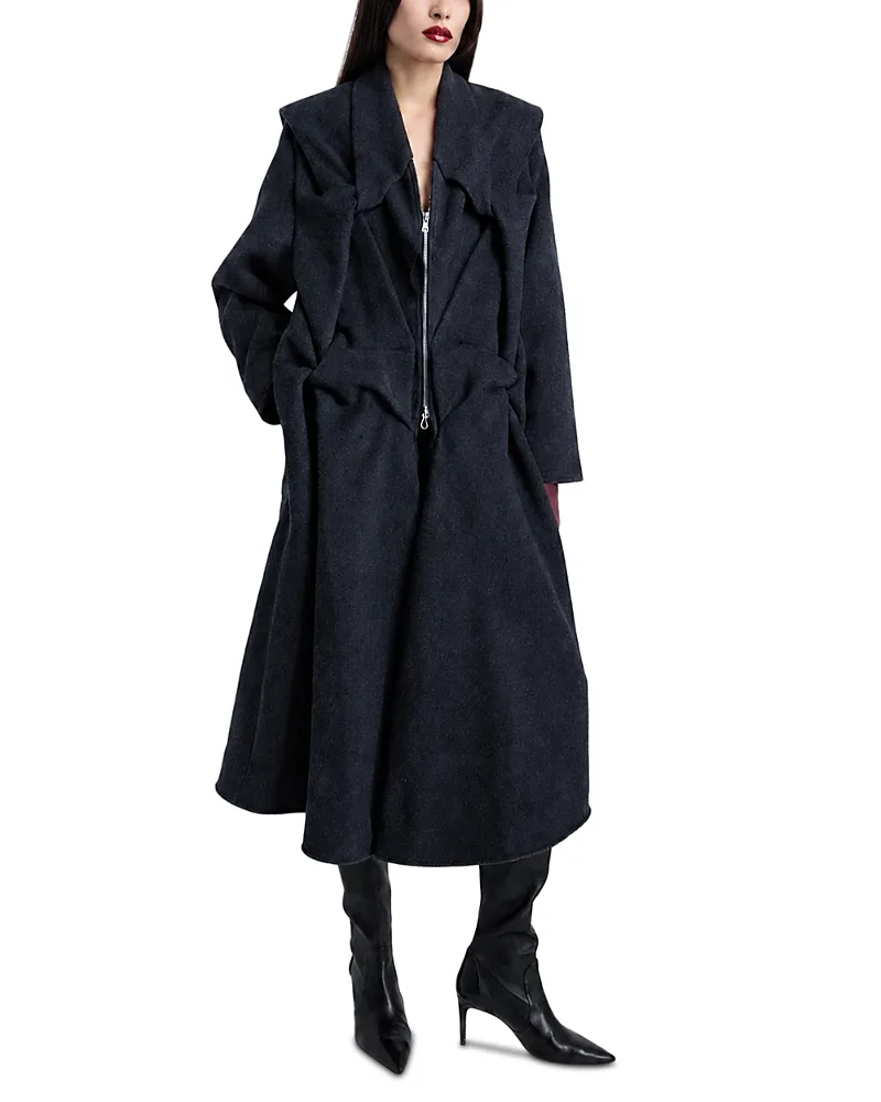 Wool Blend Draped Coat by Kate Barton