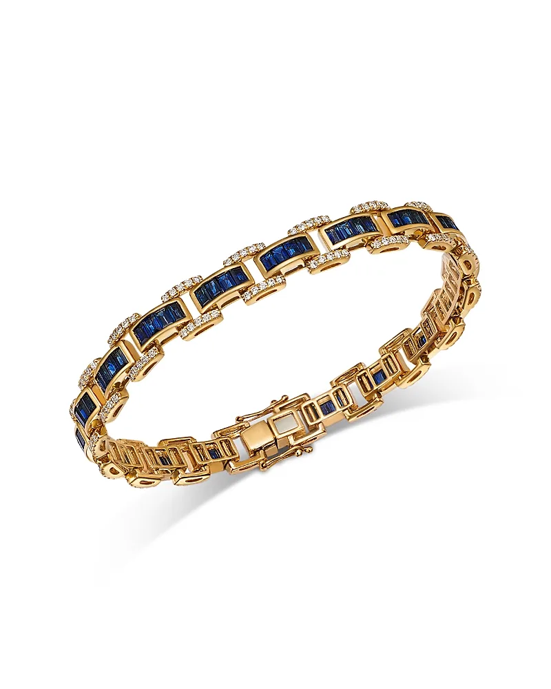 Diamond & Blue Sapphire Link Bracelet in 14K Yellow Gold by Bloomingdales Fine Collection