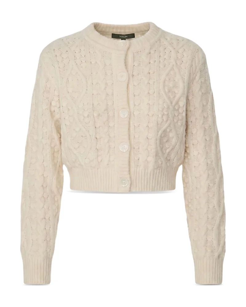 Rana Cable Knit Cropped Cardigan by Toccin