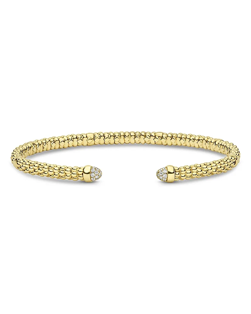 18K Yellow Gold Signature Caviar Mini Versa Diamond Cuff Bracelet by Lagos