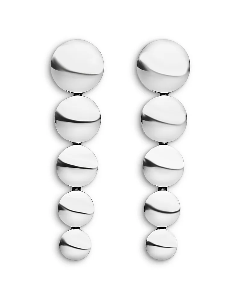 Sterling Silver Caviar Bubbly Disc Linear Drop Earrings by Lagos