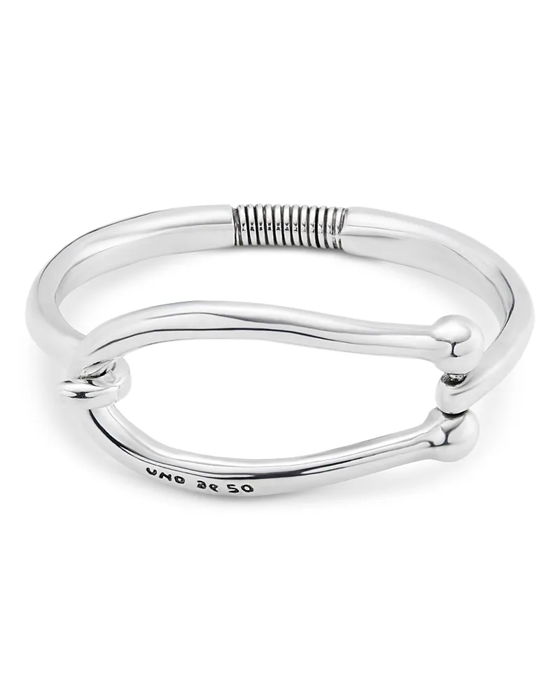 Sterling Silver Plated Rigid Bracelet with Large Link and Inner Spring by Unode50