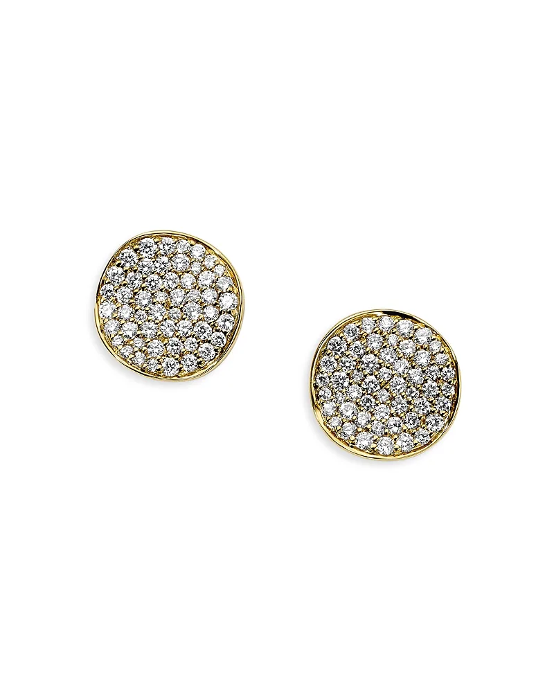 18K Yellow Gold Stardust Diamond Pave Flower Disc Stud Earrings by Ippolita