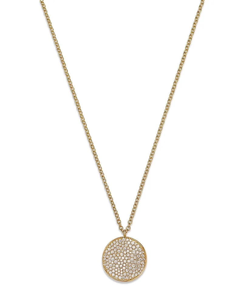 18K Yellow Gold Stardust Diamond Pave Medium Disc Pendant Necklace, 16-18" by Ippolita