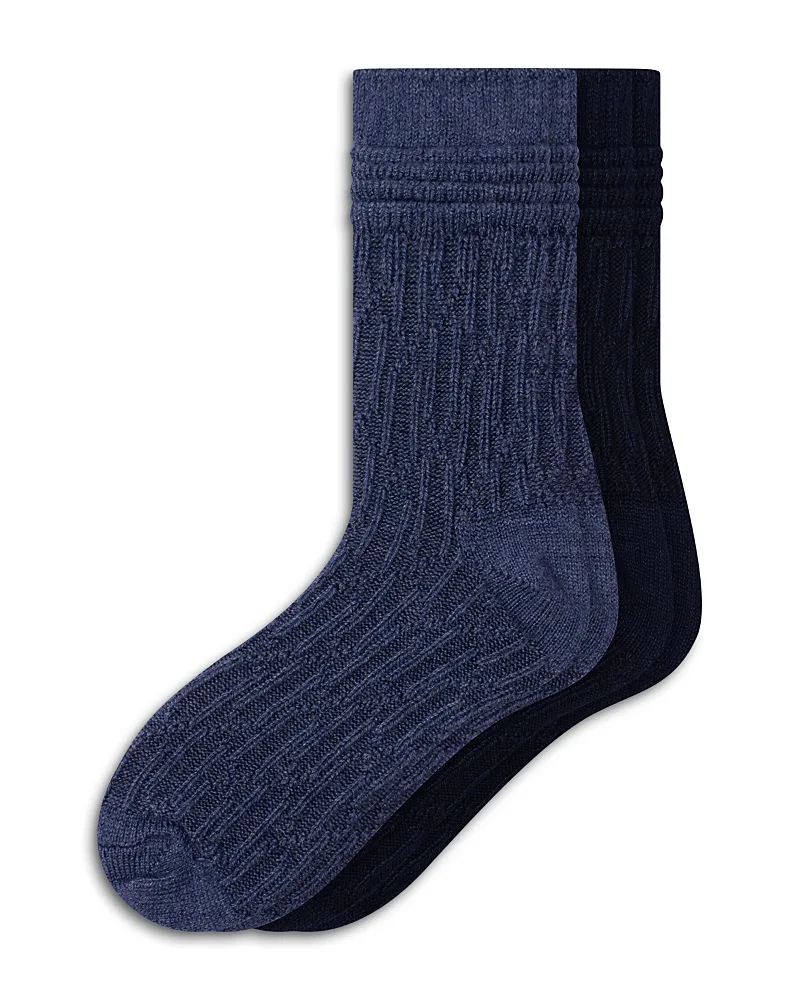 Bubble Cable Knit Crew Socks, Set of 2 by HUE