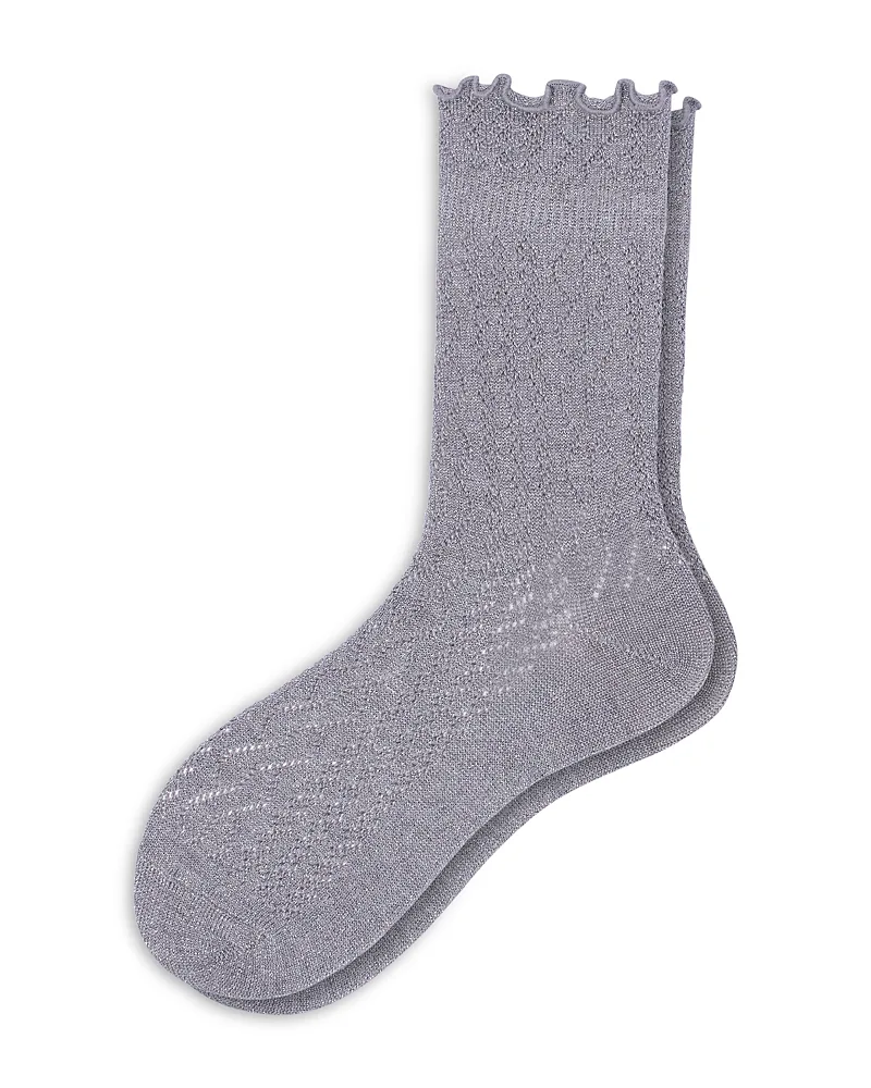 Metallic Pointelle Ankle Socks by HUE