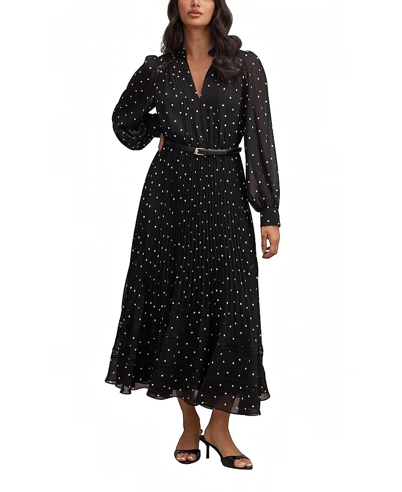 Clara Pleated Lace Trim Midi Dress by Ever New