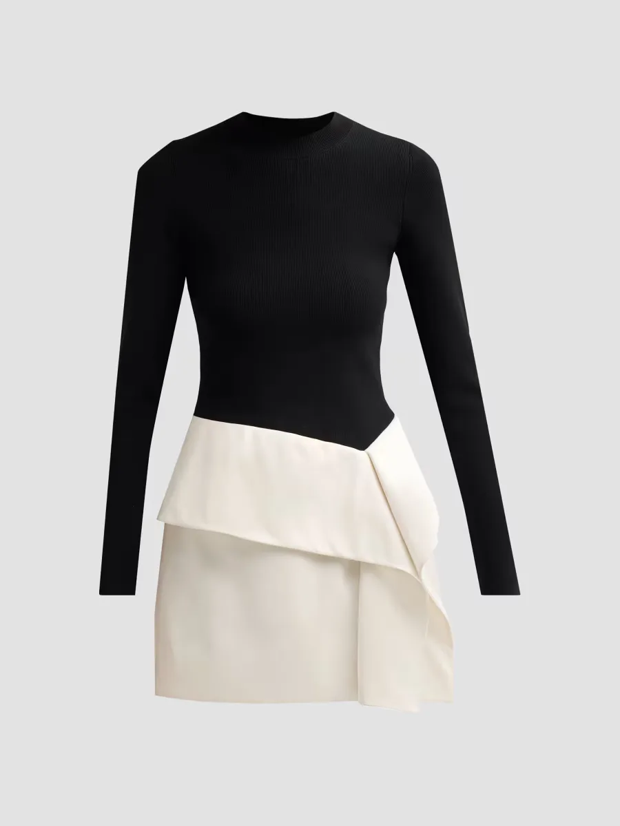 Noel Colorblocked Long-Sleeve Mini Dress by SIMKHAI