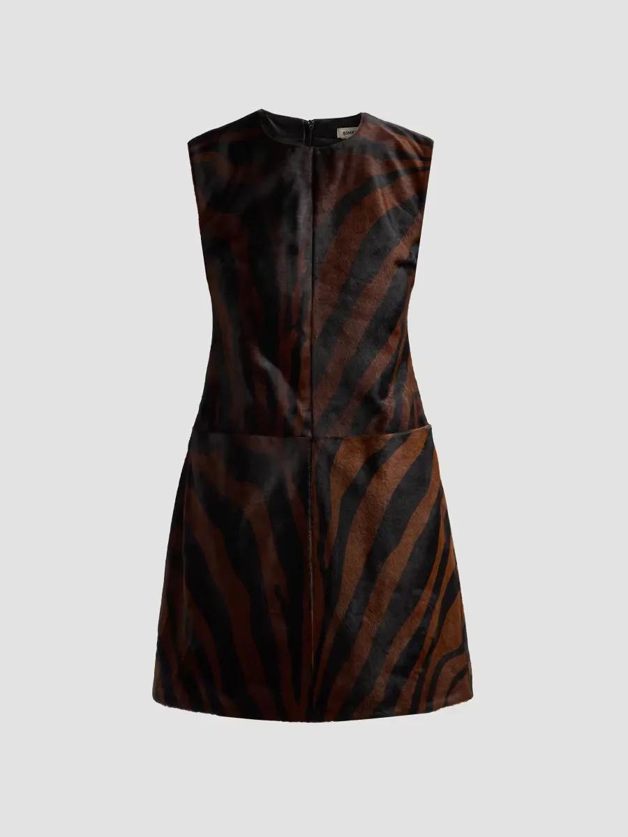 Sonoma Zebra Calfhair Mini Dress by SIMKHAI