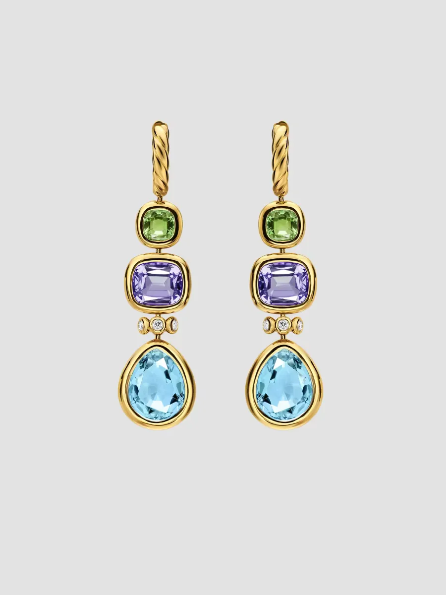 DY Mercer Statement Stone Drop Earrings in 18K Yellow Gold