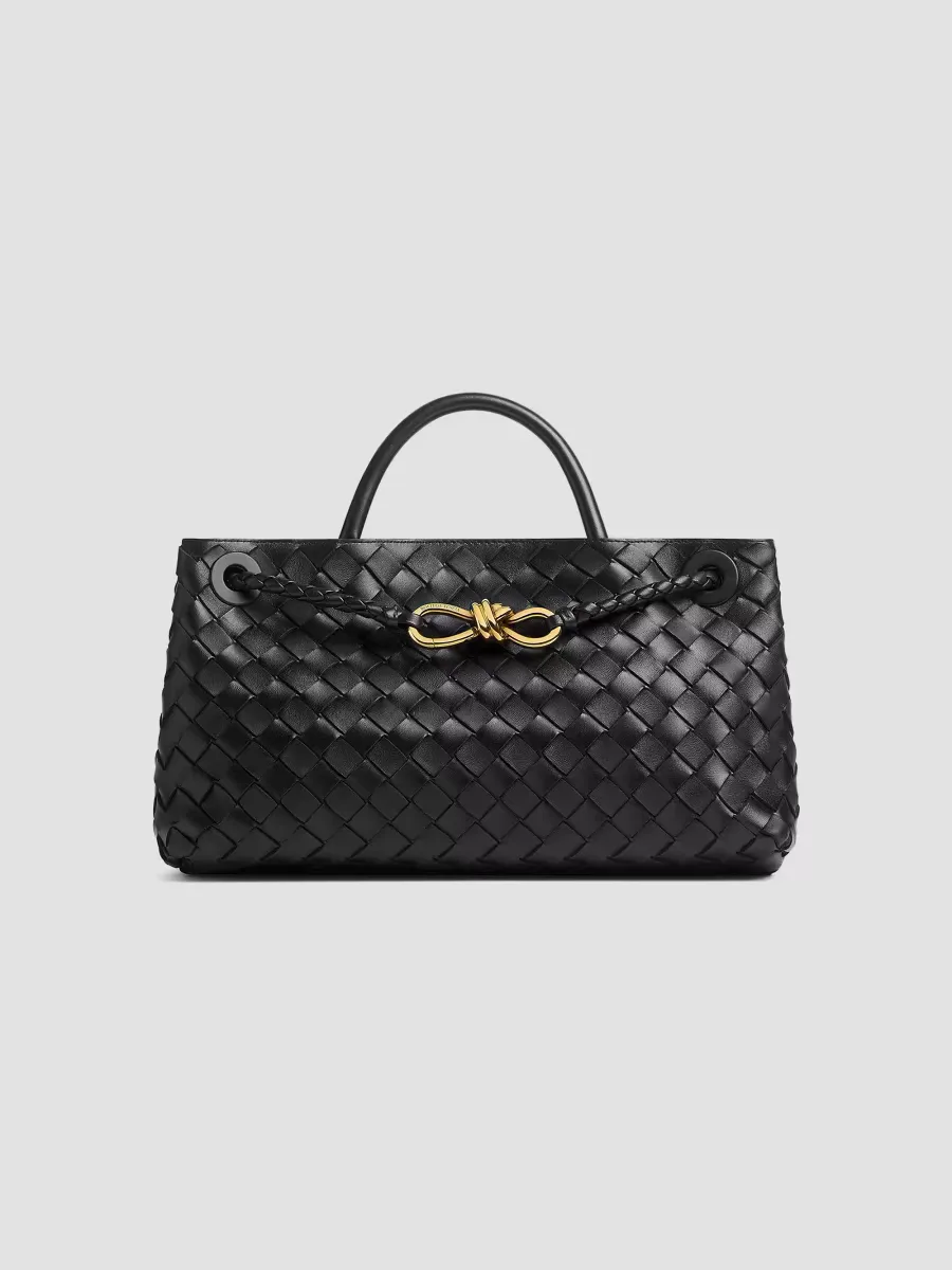 Small East-West Andiamo Intrecciato Leather Top-Handle Bag