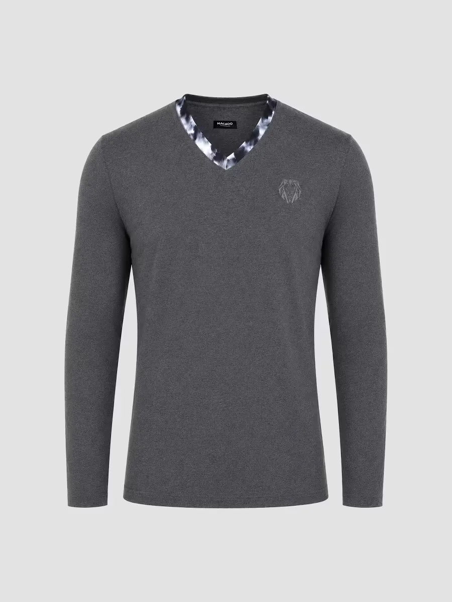 Edison V-Neck Long Sleeve Shirt by Maceoo