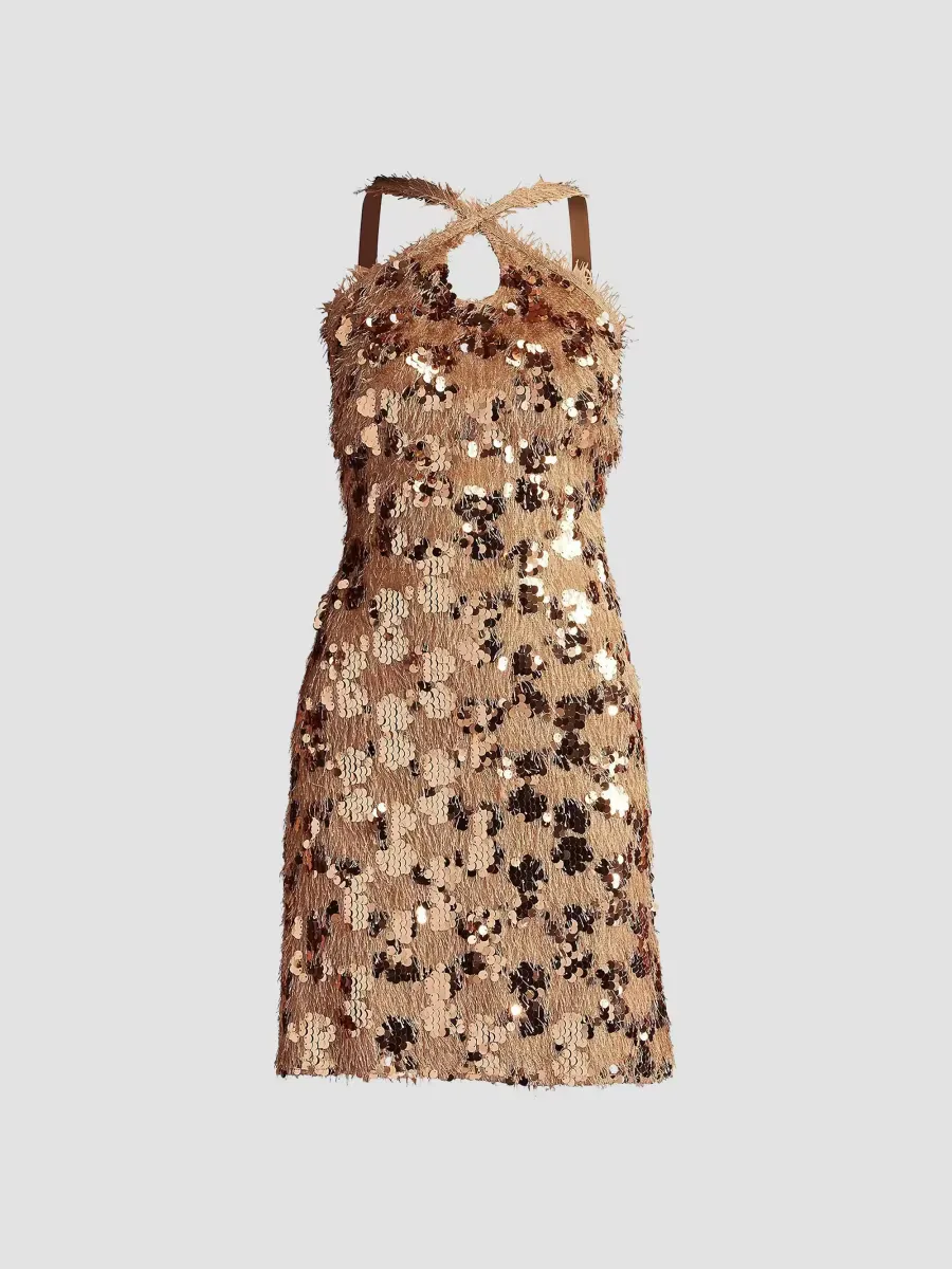 Sequined Crisscross Minidress by Tadashi