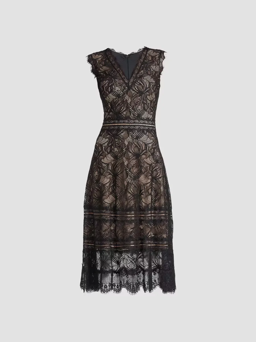 Lace Fit & Flare Midi-Dress