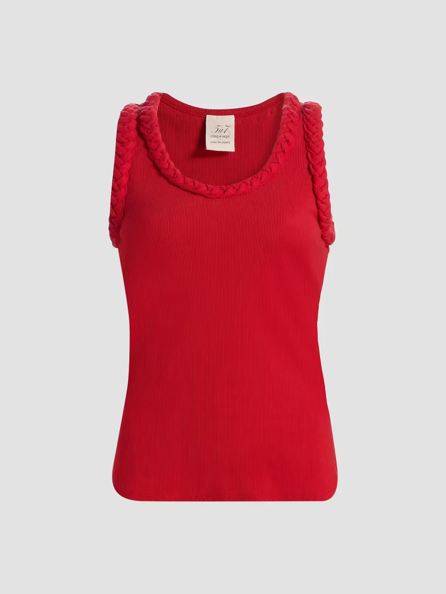 Braided Stretch-Cotton Tank by Cinq  Sept