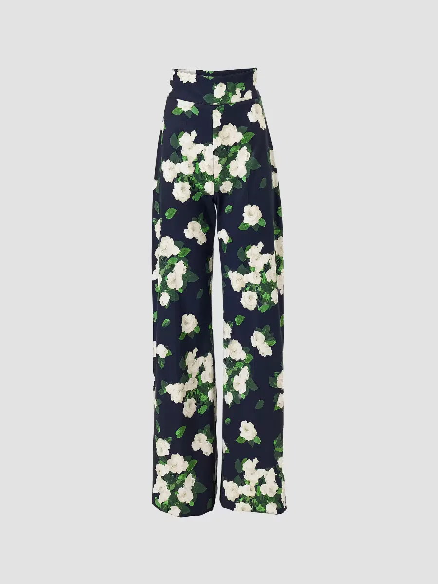 Cabana Diane Floral Cotton-Blend Wide-Leg Pants