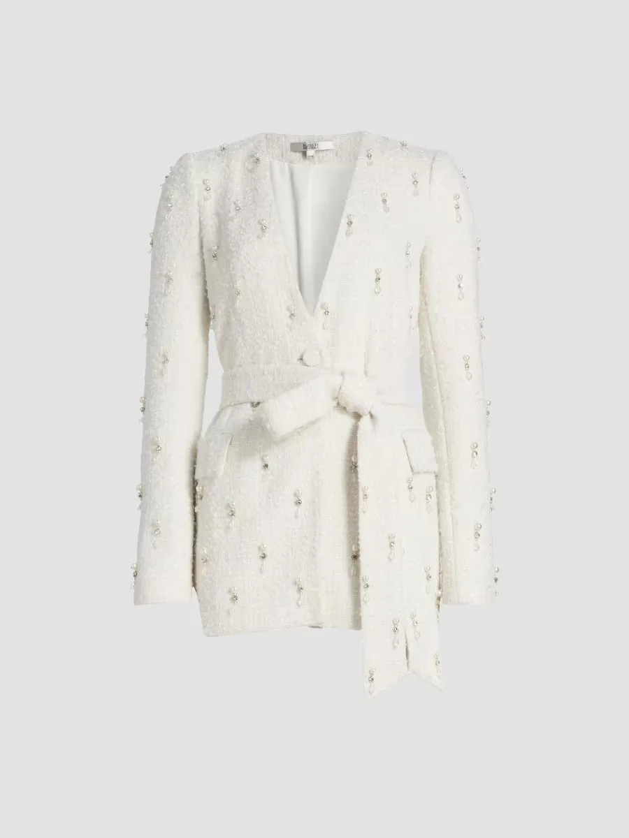 Embellished Boucl Evening Jacket by Badgley Mischka