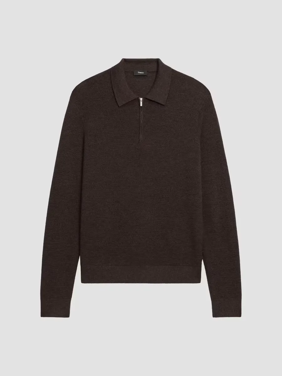 Cashmere Zip-Front Polo Sweater by Theory