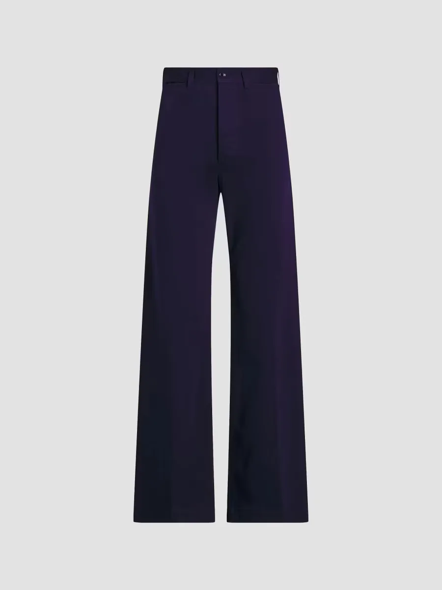 Wide-Leg Cotton-Blend Twill Pants