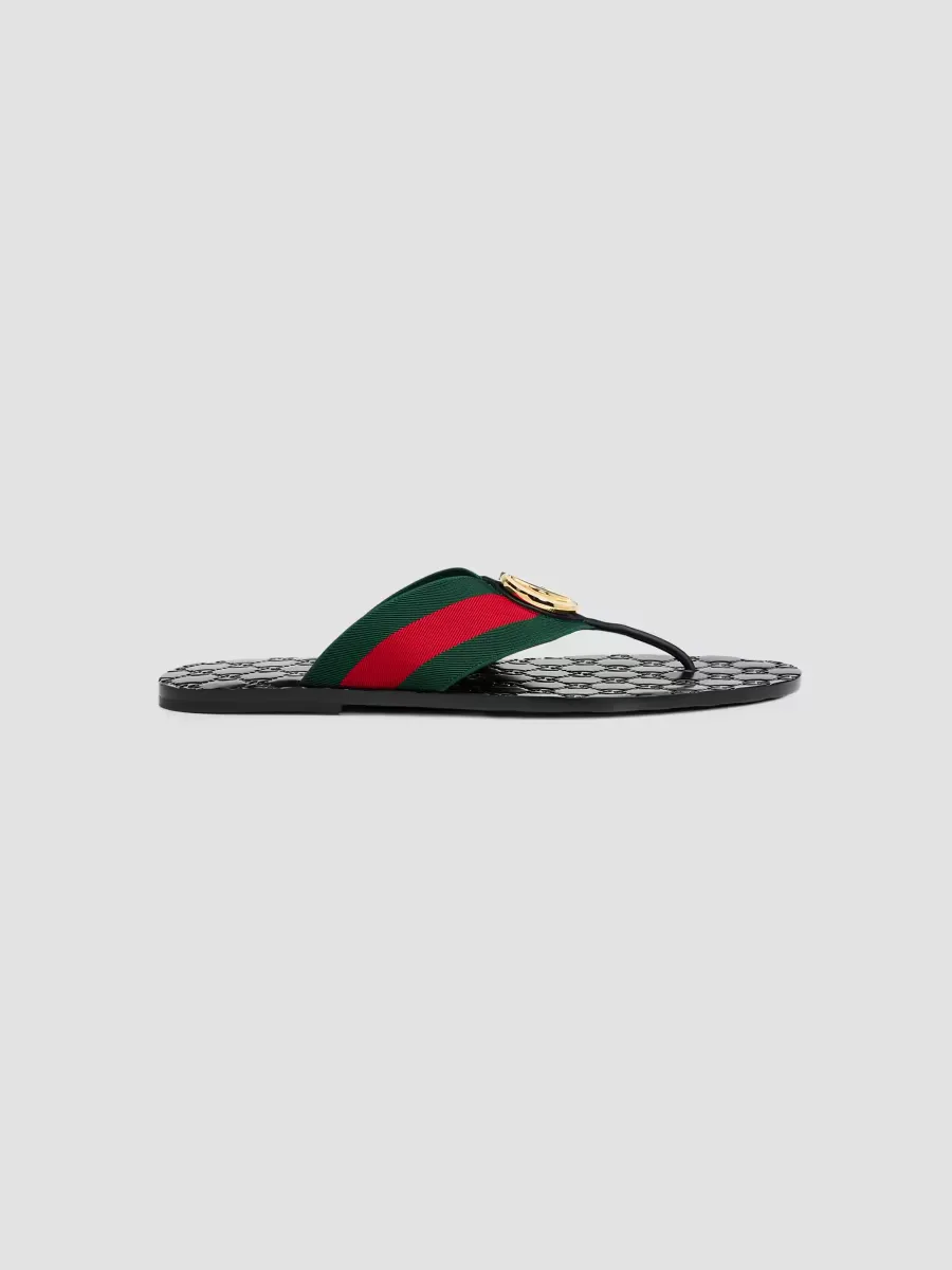 Riviera Web-Strap Leather Flip-Flops