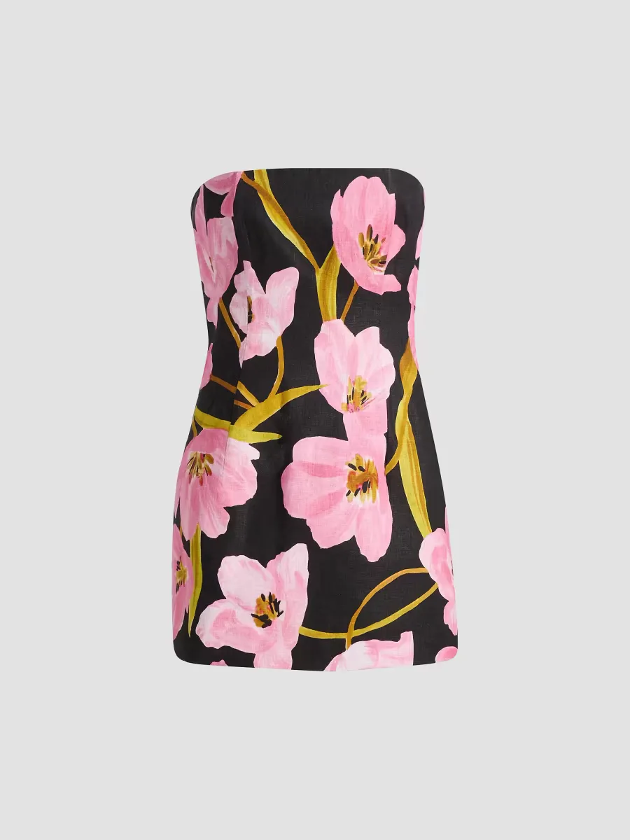 Ines Tulip Print Strapless Minidress by Cara Cara