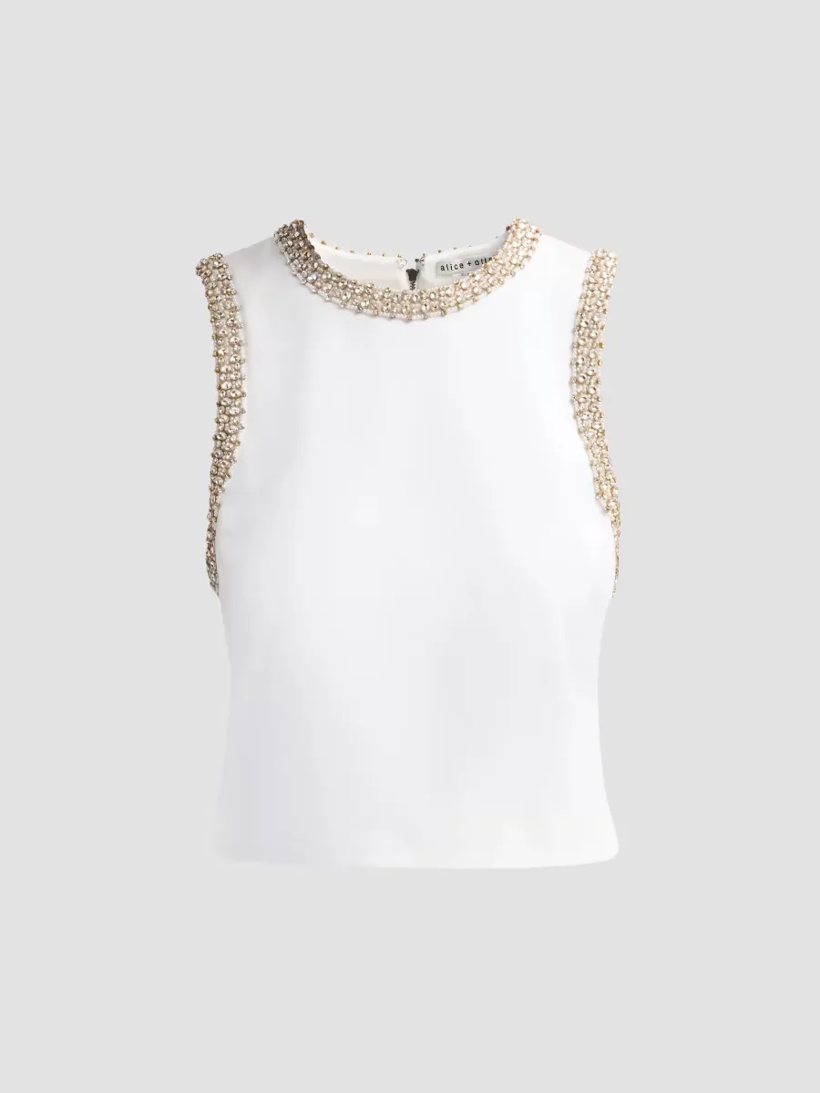 Amal Embellished-Trim Boxy Tank