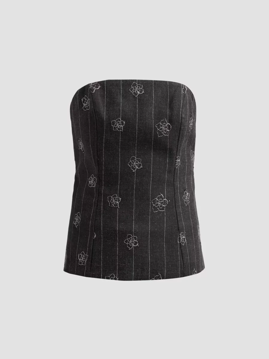 Aiden Embroidered Strapless Top by Milly