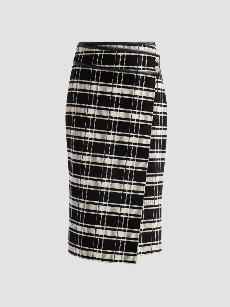 Rina Plaid Midi Skirt by Milly