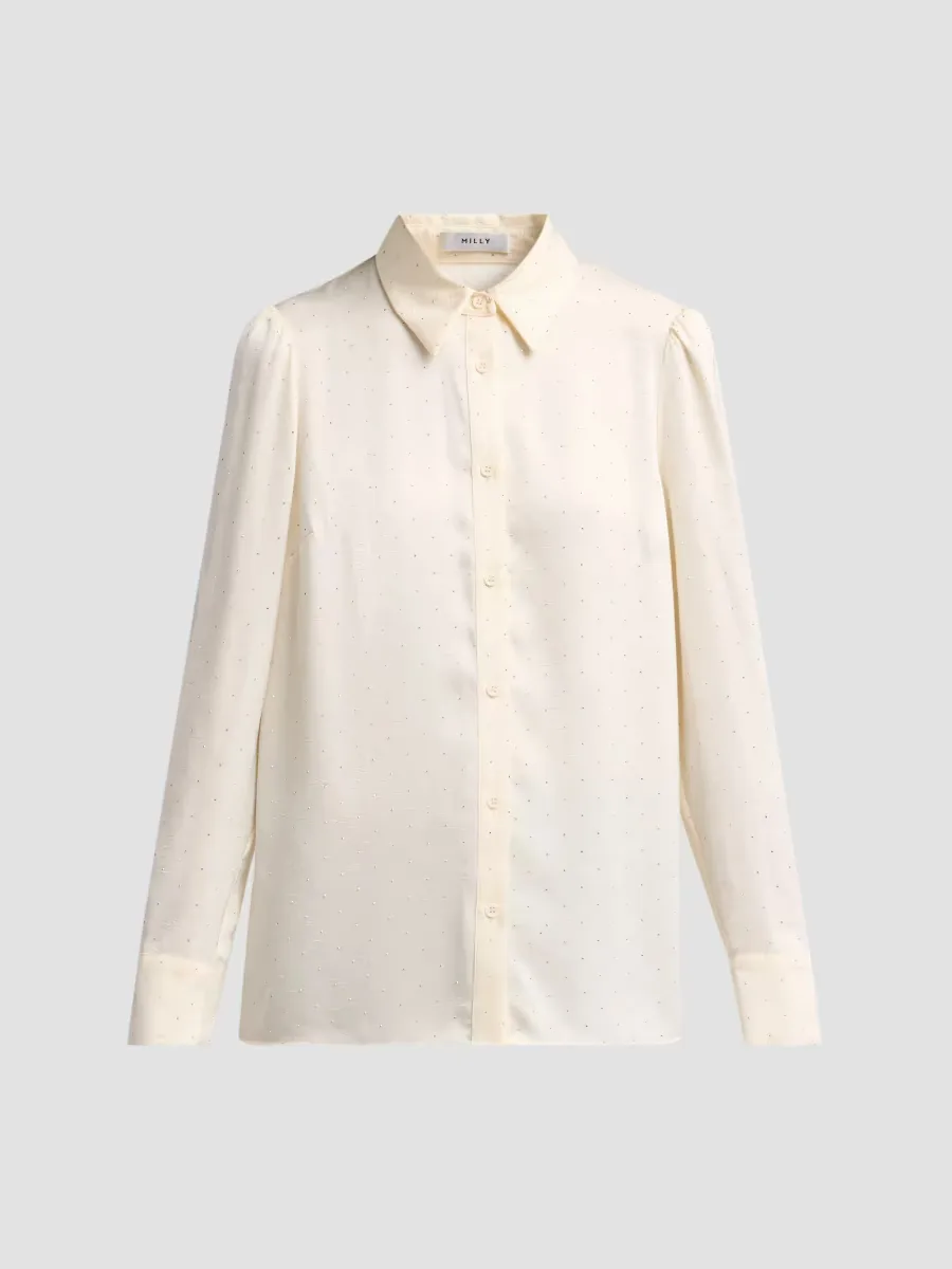 Ashton Embellished Crushed Satin Blouse by Milly