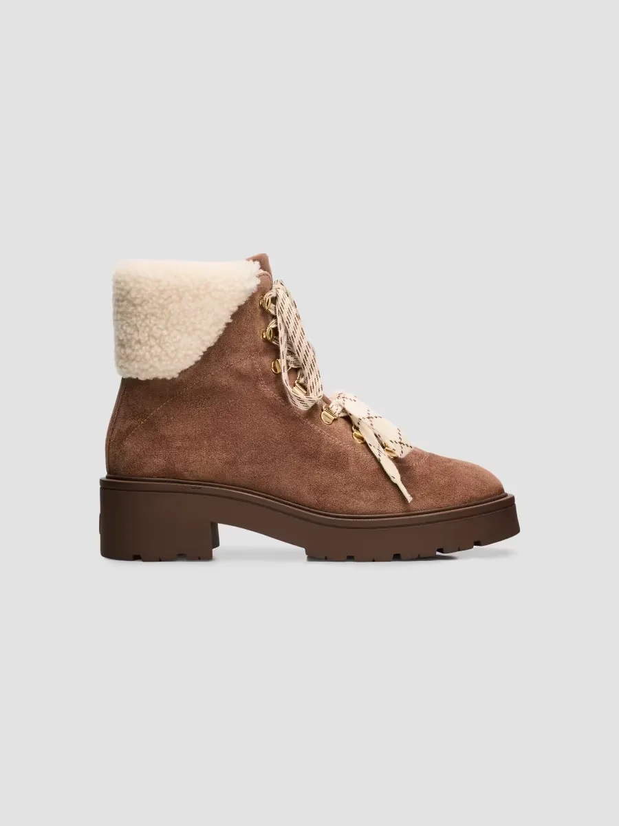 Ren Shearling-Trim Suede Ankle Boots