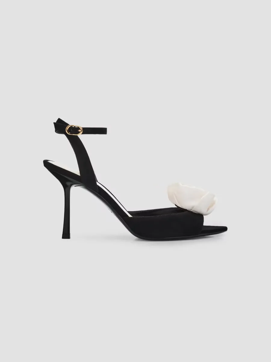 85MM Floral Appliqué Suede Sandals