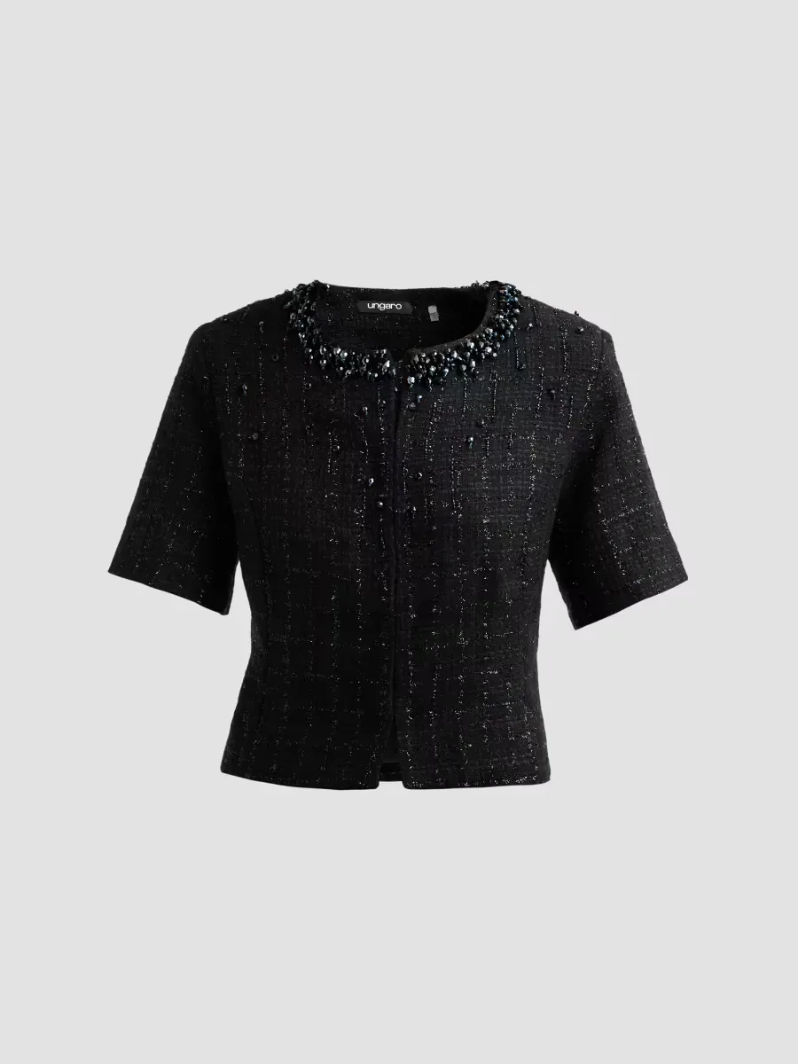 Leny Beaded Short-Sleeve Jacket by Ungaro