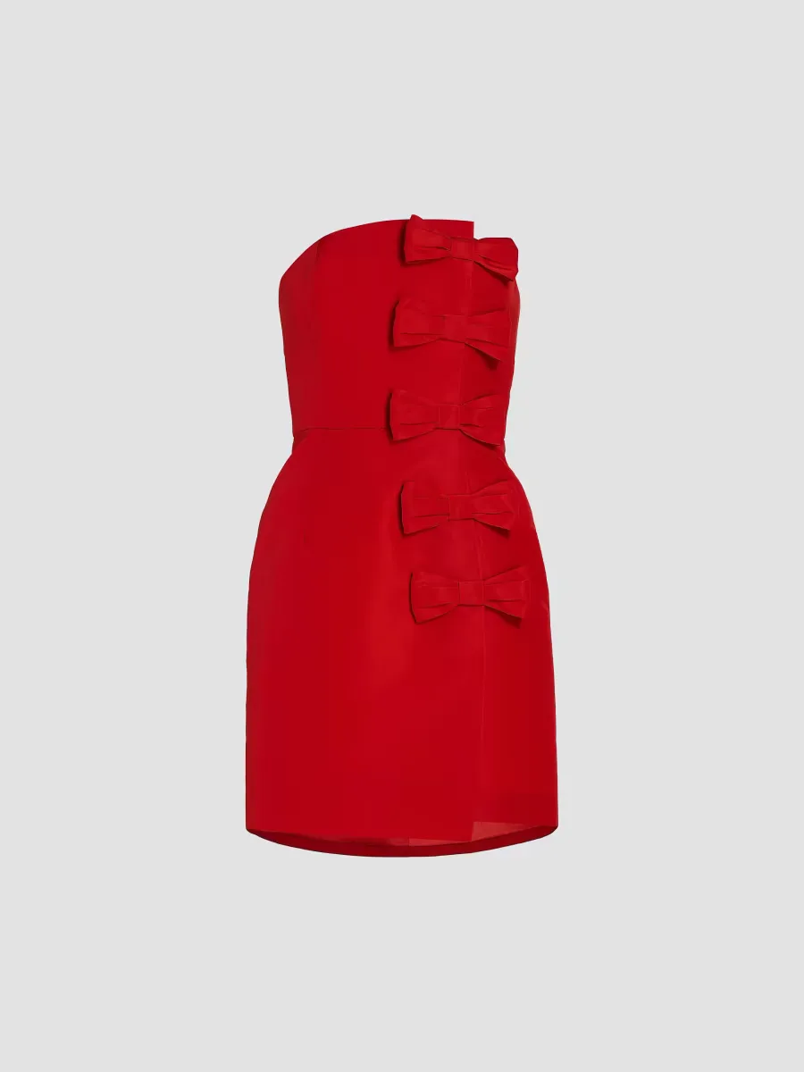 Daniela Bow Silk Faille Minidress by Alexia Mara