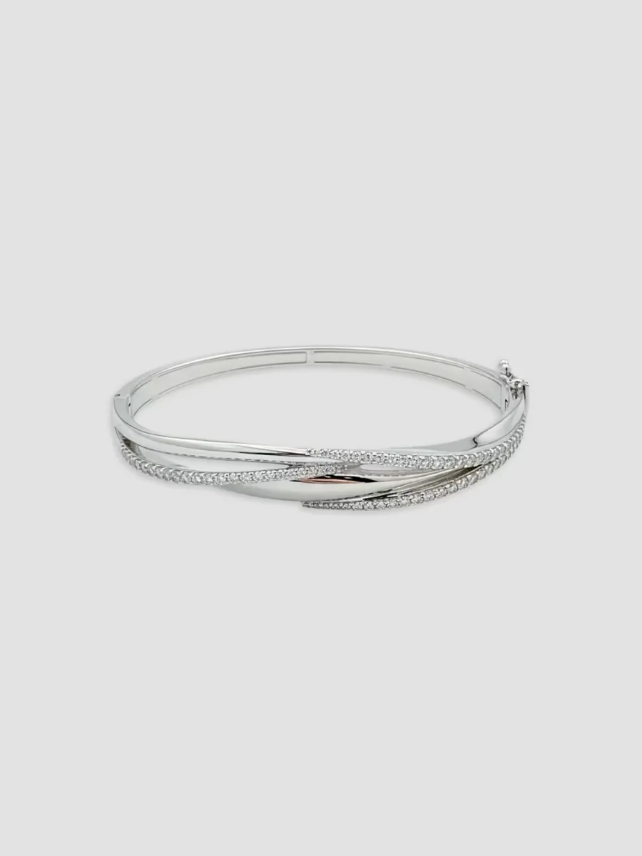 Dunas 18K White Gold & 0.98 TCW Diamond Bangle