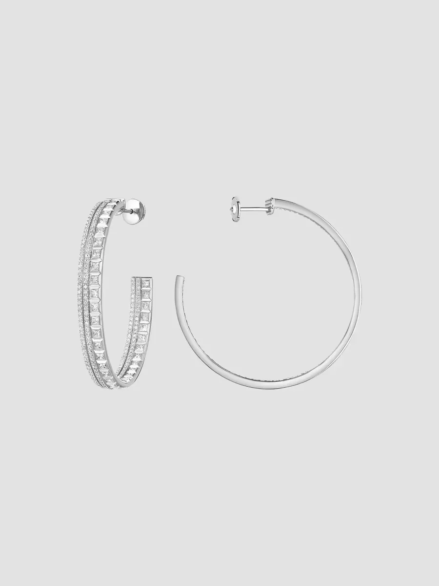 Quatre Radiant Edition 18K White Gold & 2.61 TCW Diamond Hoop Earrings by Boucheron
