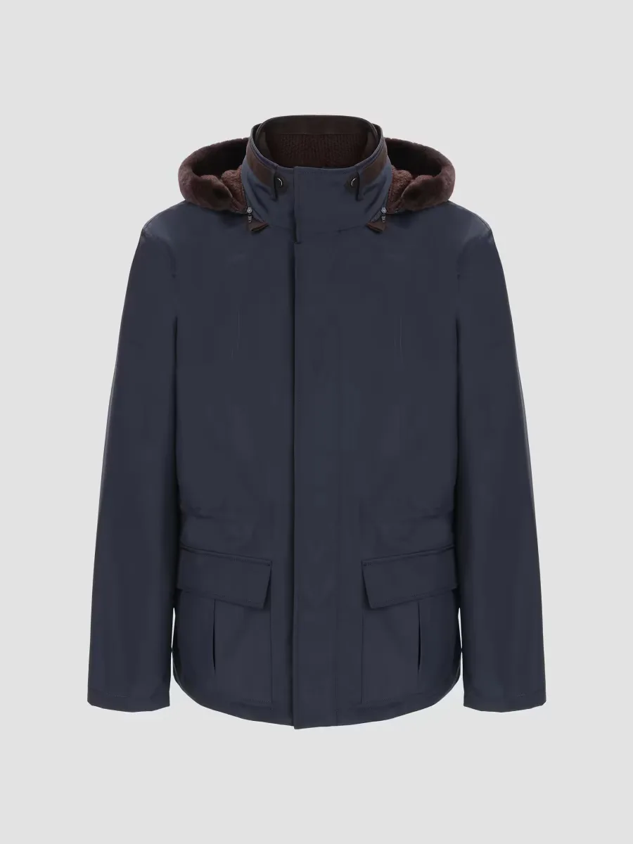 Water Repellent Parka Jacket with Select Shearling Lamb Trim