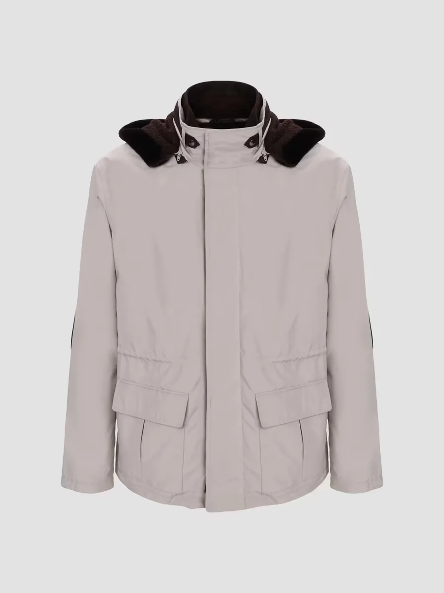 Water Repellent Parka Jacket with Select Shearling Lamb Trim