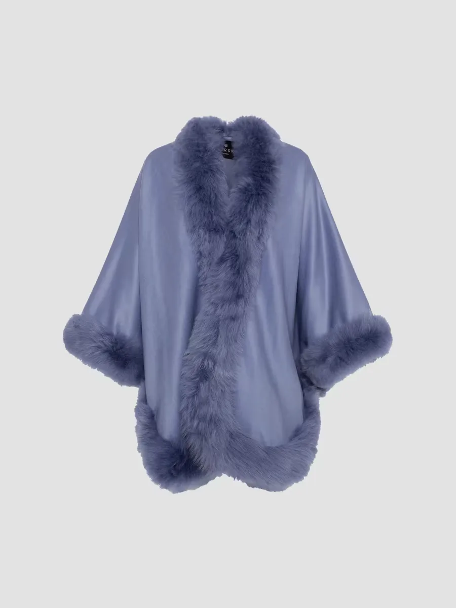 Cashmere Cape with Toscana Shearling Lamb Trim by Gorski