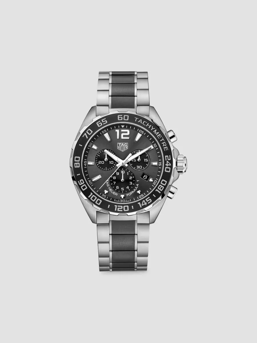 Formula 1 43MM Stainless Steel & Ceramic Quartz Tachymeter Chronograph Bracelet Watch
