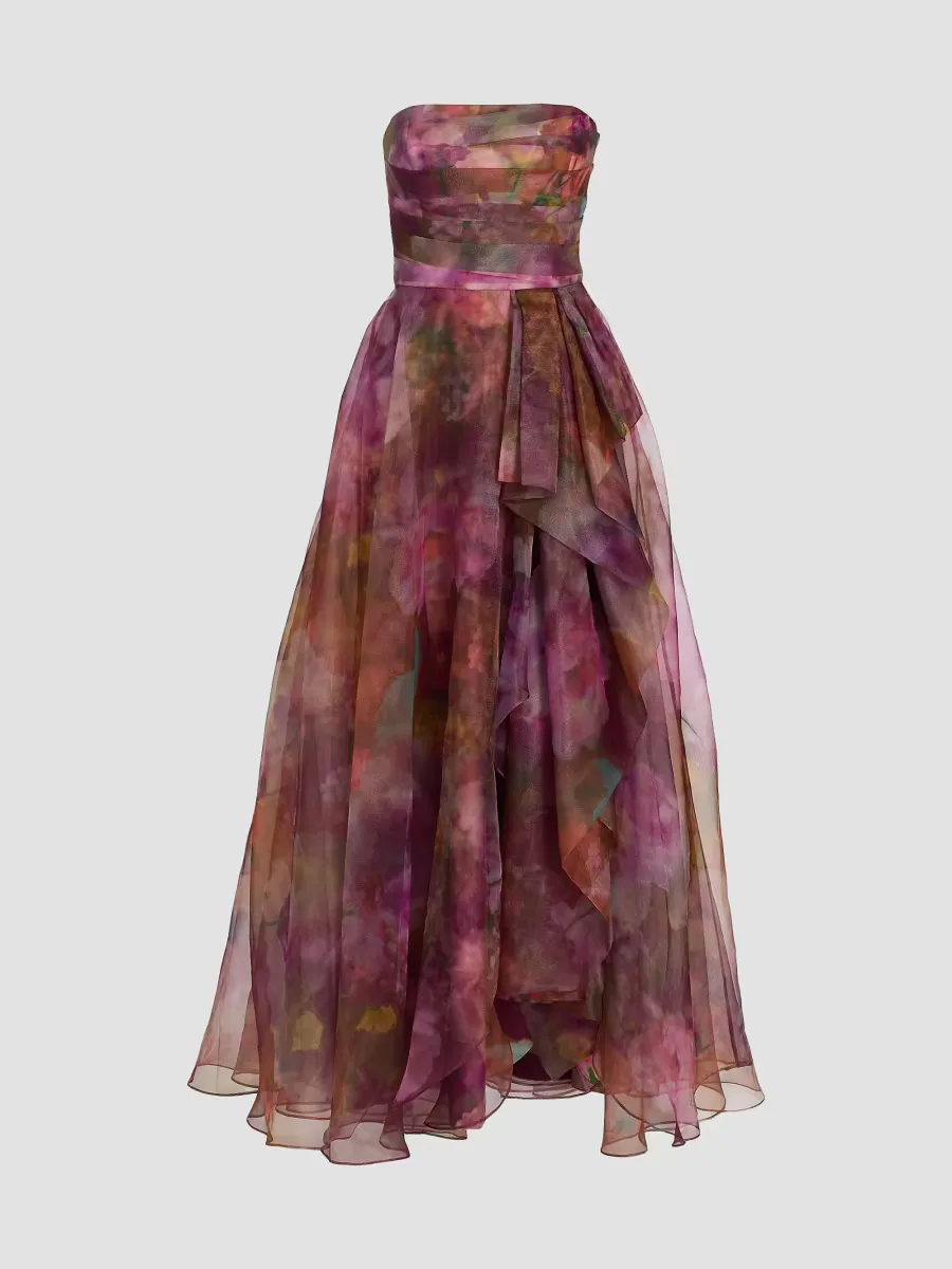 Floria Organza Strapless Gown