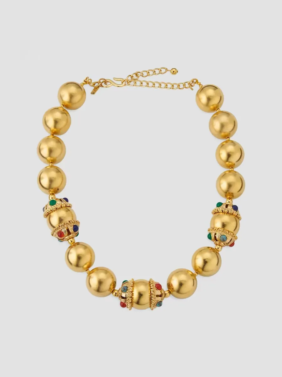 Goldtone & Resin Cabochon Beaded Necklace by Kenneth Jay Lane