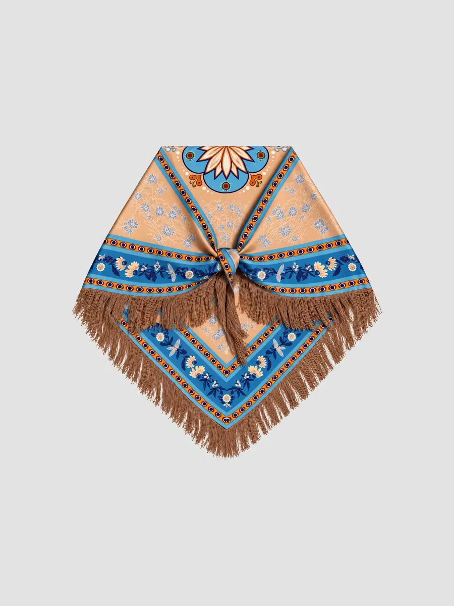 Gaia Printed Silk Triangle Scarf by Freya