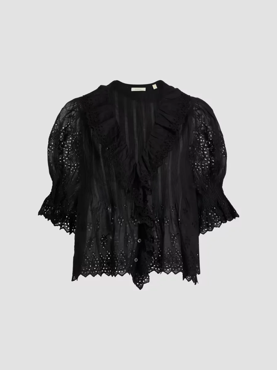 Henri Voile Eyelet Top